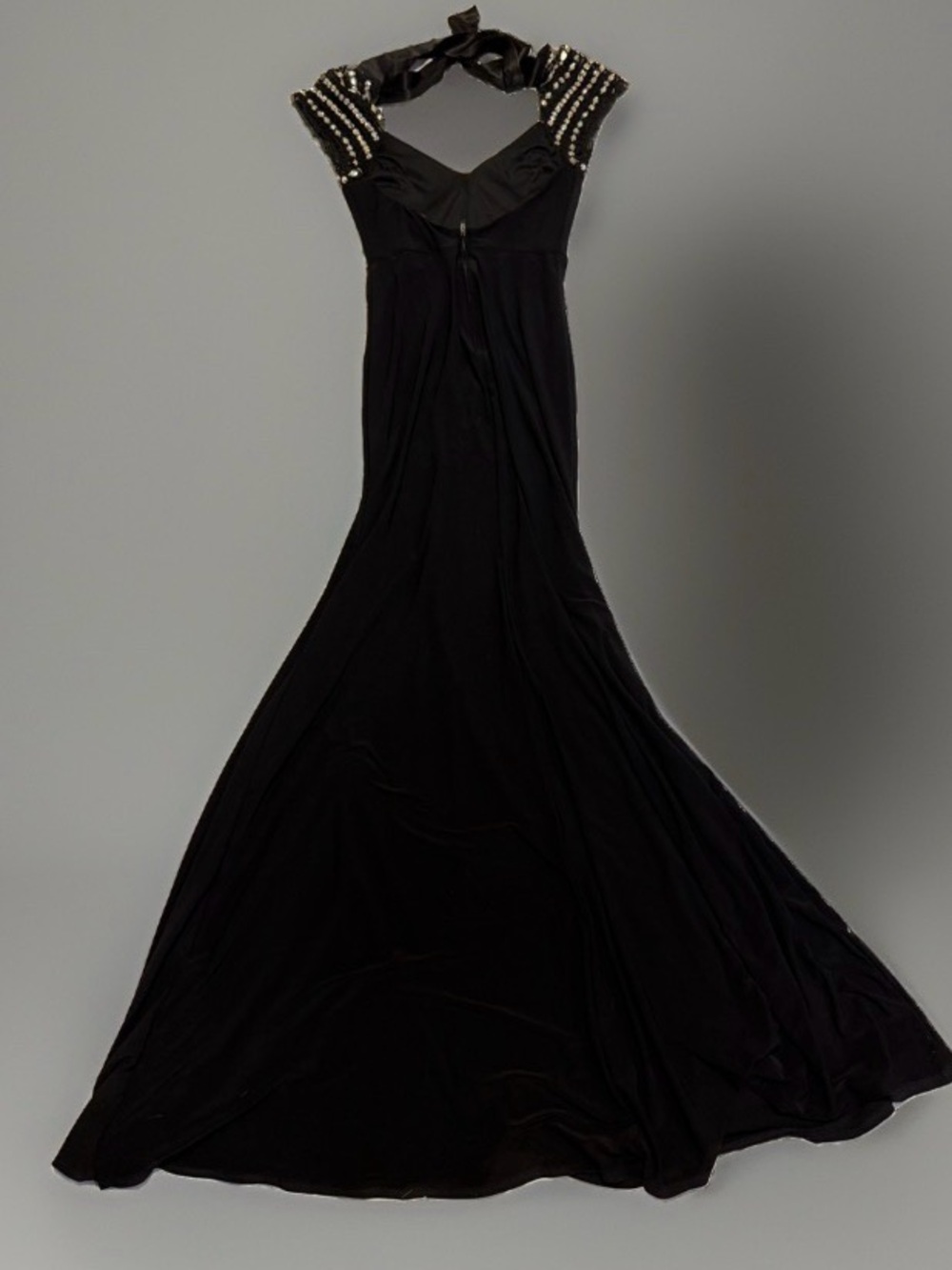 B. Darlin Black Beaded Maxi Gown Formal Prom Evening Dress Sz 3/4
